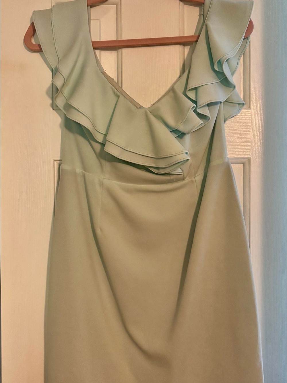 Pink Lily Mint Green Ruffle V-Neck Midi Dress
